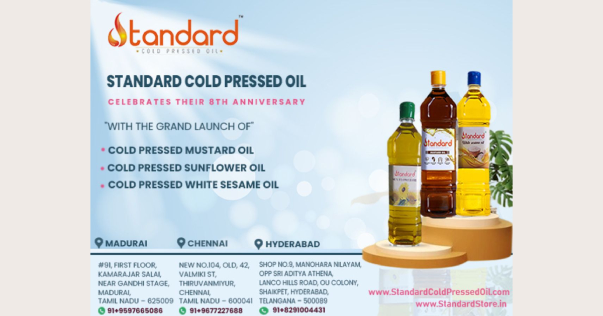 Standard Cold Pressed Oil Celebrates 8th Anniversary with the Grand Launch of Cold Pressed Mustard, White Sesame, and Sunflower Oil Varieties!